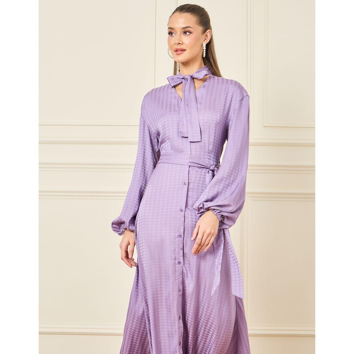 فستان طويل مع ياقة بأربطة-women-clothing-dresses-image-2