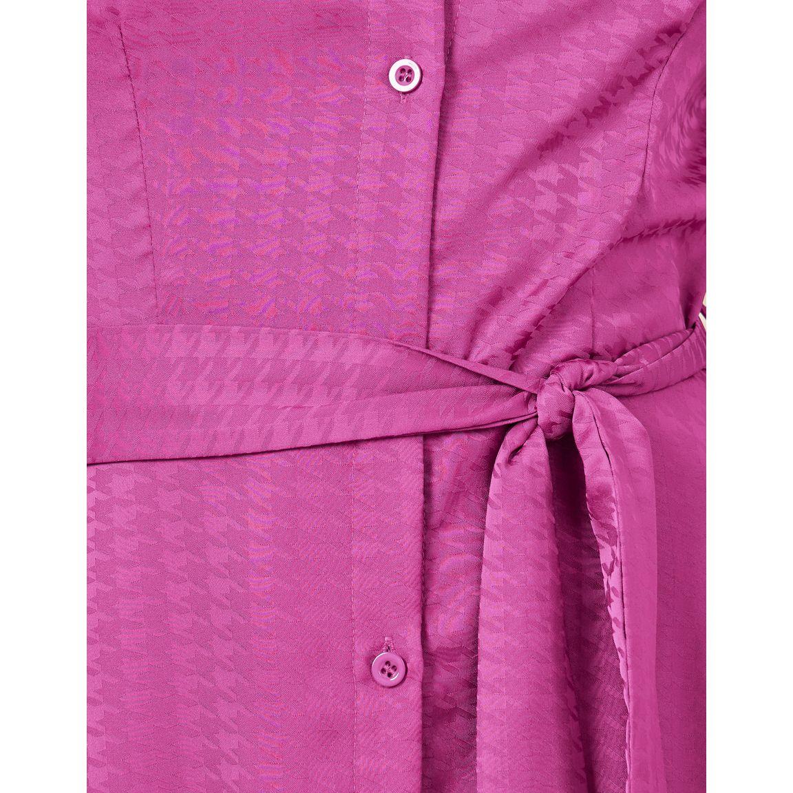 Styli Satin Houndstooth Pattern Tie-Up Neck Maxi Dress-women-clothing-dresses-image-3