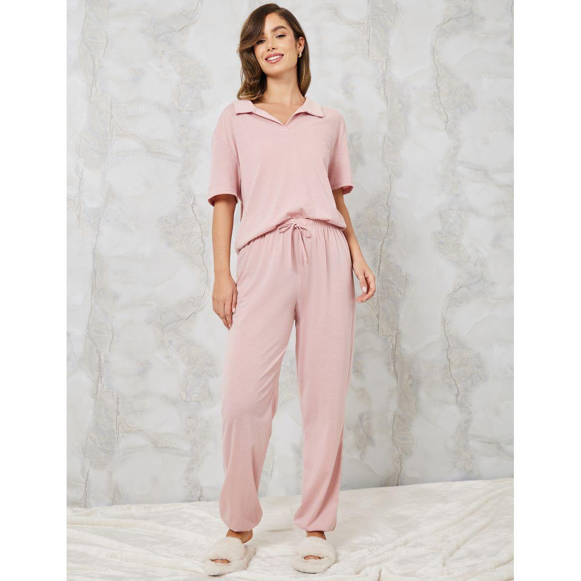 Styli Unwind V Neck Collared Shirt & Cuff Pyjama Set-women-clothing-nightwear-pyjamas-longsets-image-1