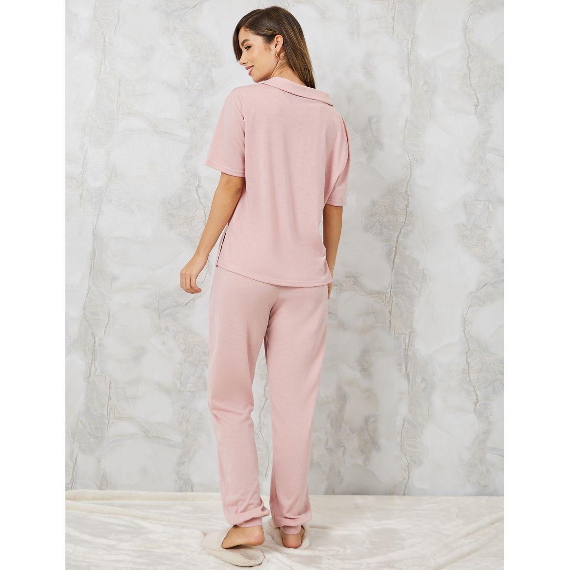 Styli Unwind V Neck Collared Shirt & Cuff Pyjama Set-women-clothing-nightwear-pyjamas-longsets-image-5