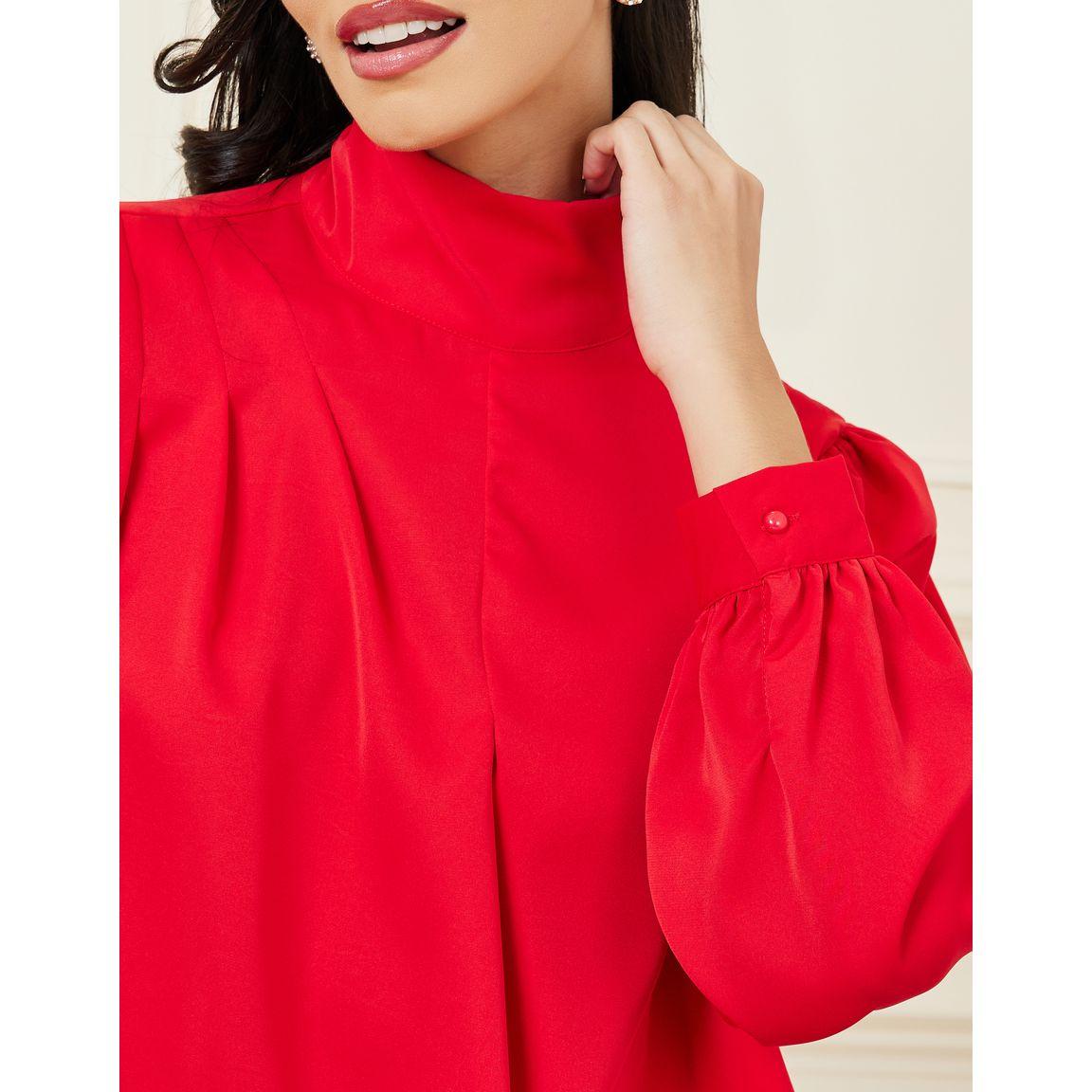 Styli Solid High Neck Blouse with Fold Pleats-women-clothing-shirtsandblouses-blouses-image-4