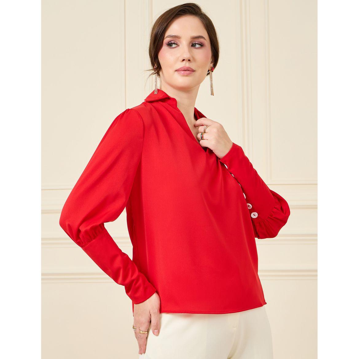 بلوزة كاجوال بقصة عادية-women-clothing-shirtsandblouses-blouses-image-2