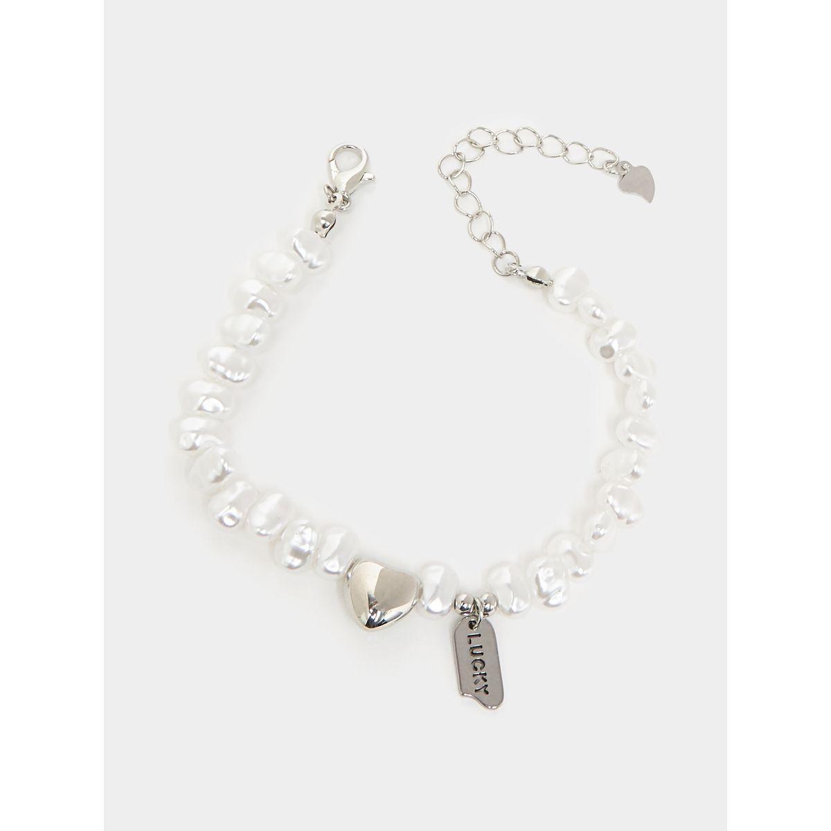 Styli Heart Charm Faux Pearl Bracelet-women-watchesandjewellery-jewellery-banglesandbracelets-image-1