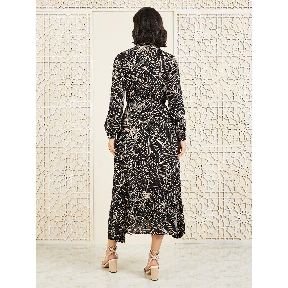 فستان ميدي بكسرات مع ياقة بشق-women-clothing-dresses-image-4