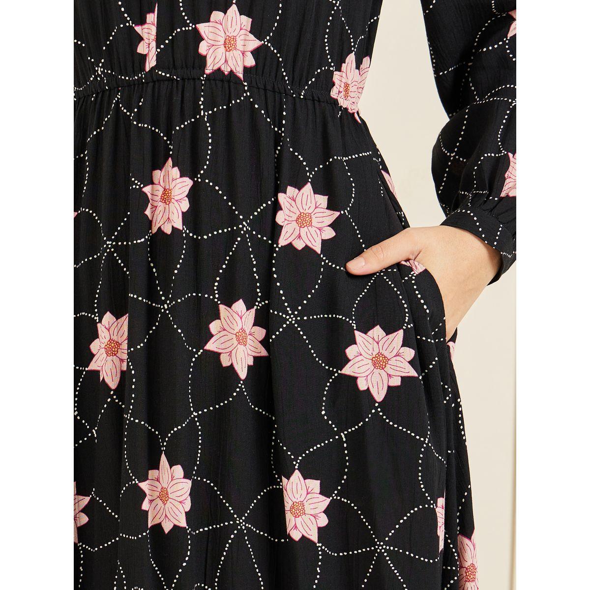 Styli Floral Print Notch Neck Tiered Midi Dress-women-clothing-dresses-image-3