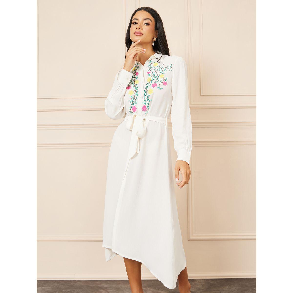 فستان ميدي بتفاصيل مُطرّزة مع اربطة-women-clothing-dresses-image-2