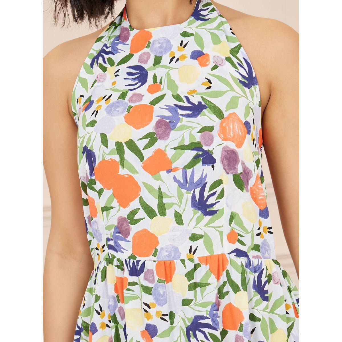 Styli Floral Print Halter Neck Tiered Maxi Dress-women-clothing-dresses-image-3