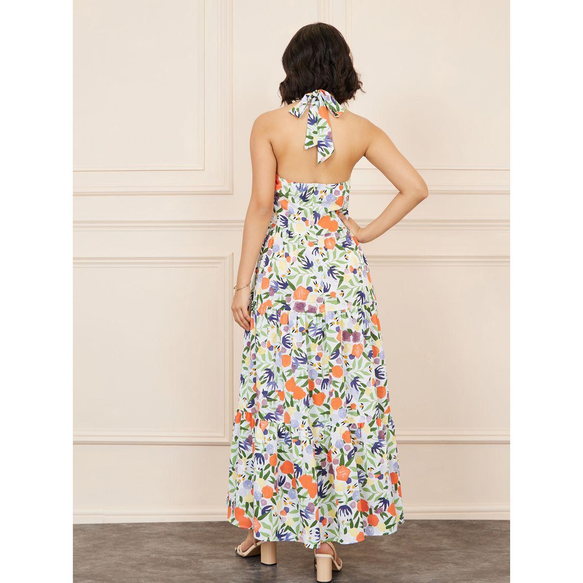 Styli Floral Print Halter Neck Tiered Maxi Dress-women-clothing-dresses-image-4