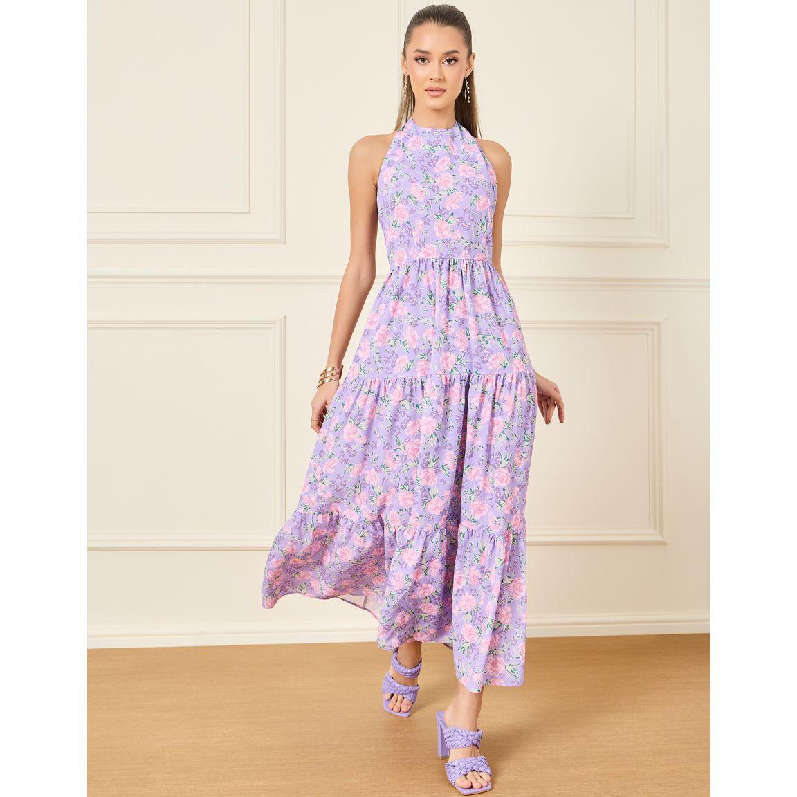 فستان طويل بكسرات وياقة هولتر-women-clothing-dresses-image-1