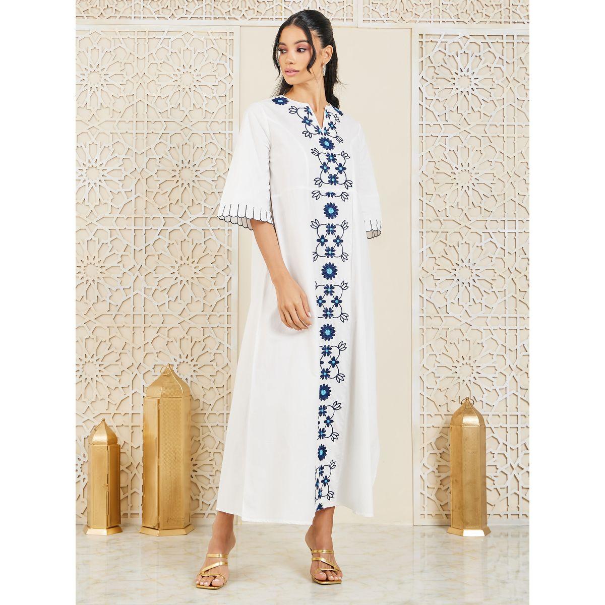 Styli Embroidered Panel Shift Maxi Dress-women-clothing-dresses-image-1