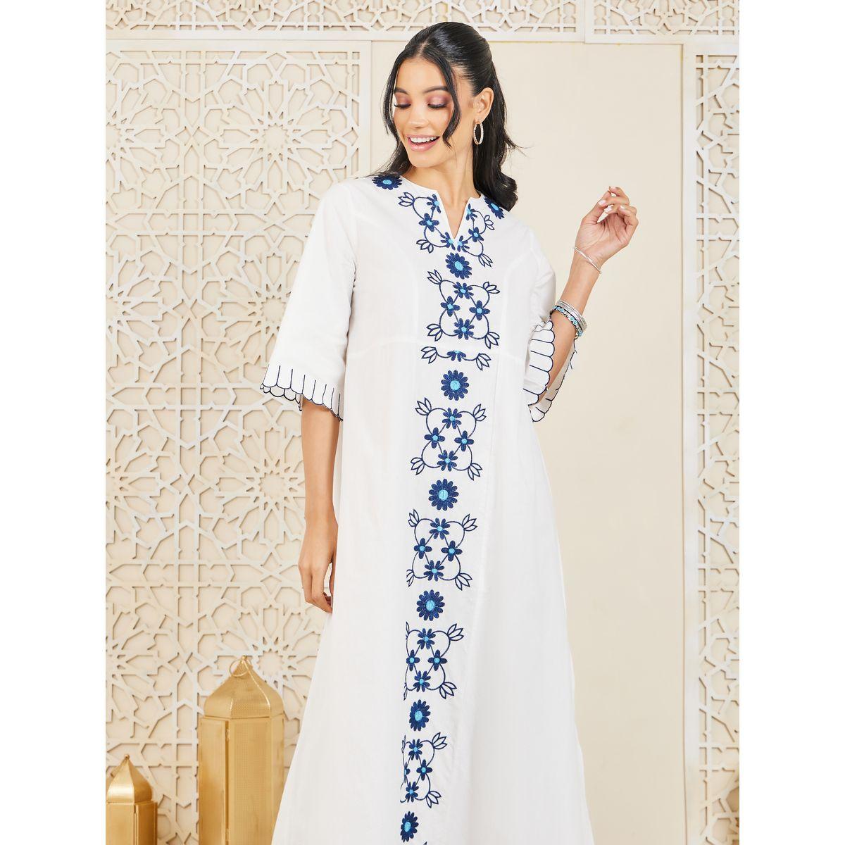 Styli Embroidered Panel Shift Maxi Dress-women-clothing-dresses-image-2