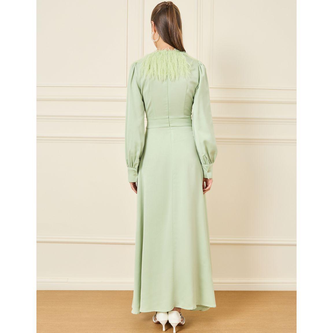 Styli Faux Fur Trim Button Detail Maxi Dress-women-clothing-dresses-image-5