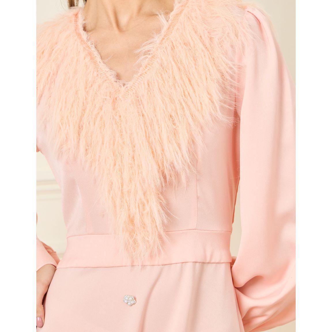 Styli Faux Fur Trim Button Detail Maxi Dress-women-clothing-dresses-image-3