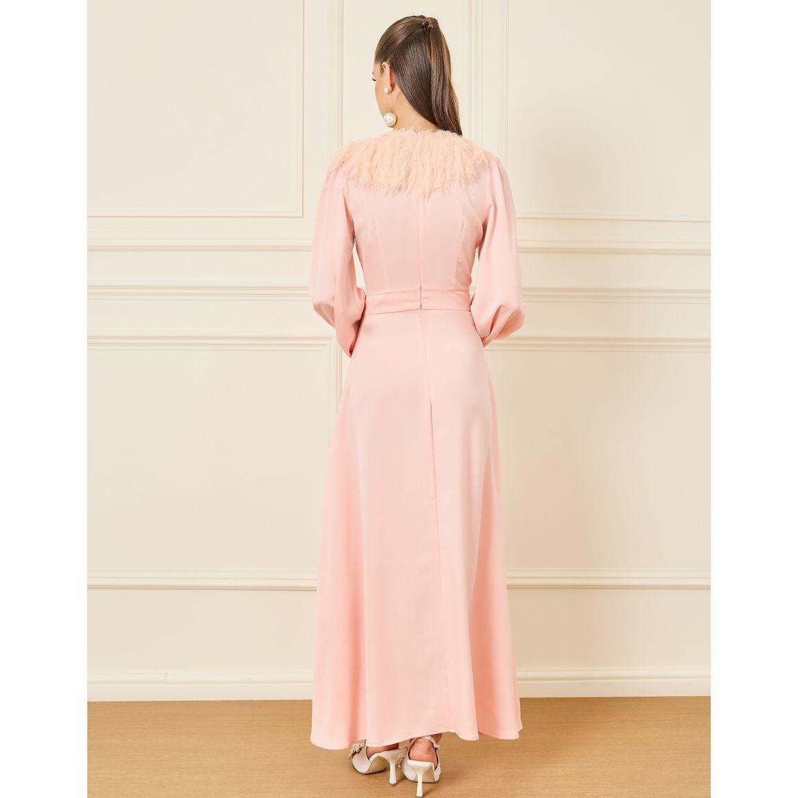 Styli Faux Fur Trim Button Detail Maxi Dress-women-clothing-dresses-image-4