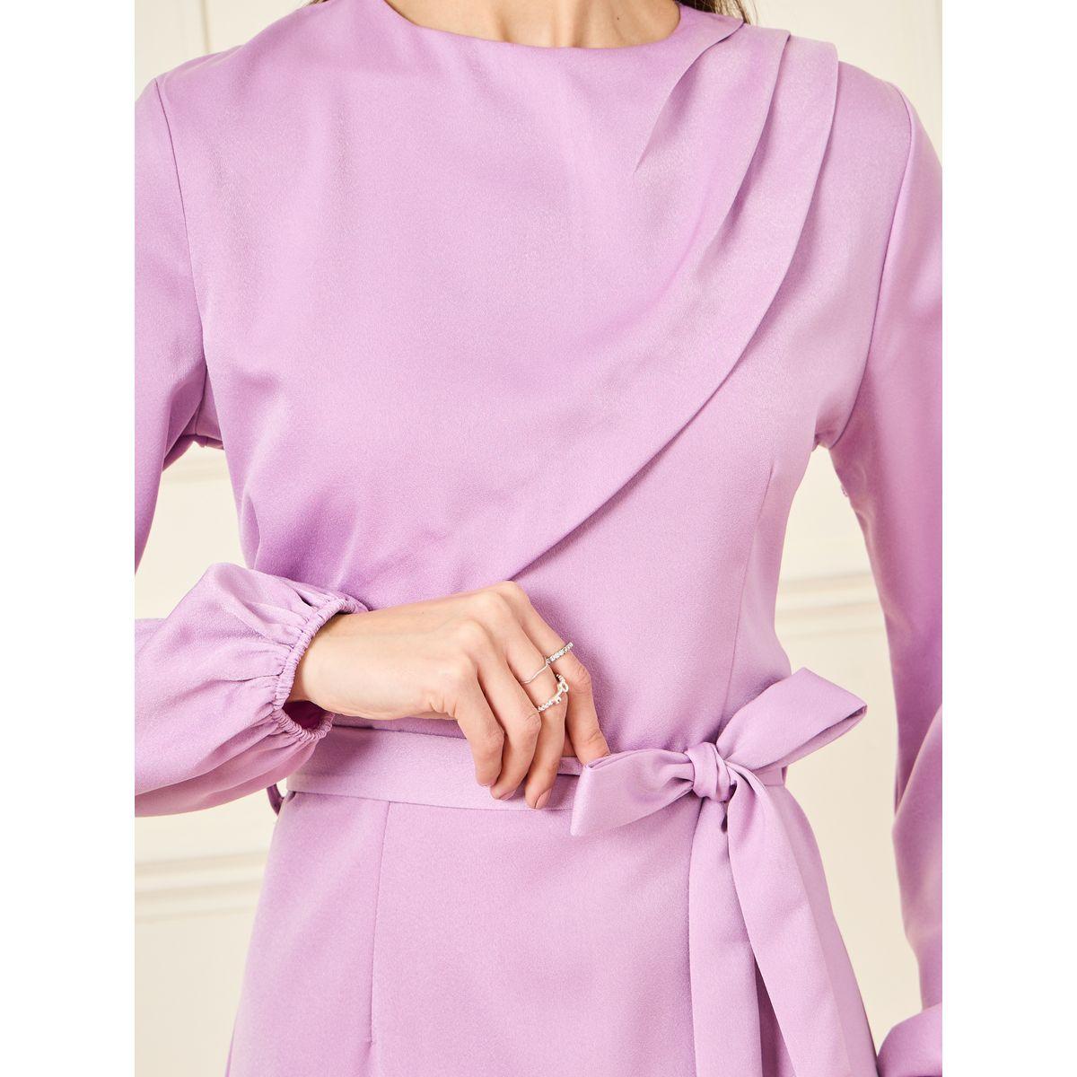 فستان ميدي بحافة واسعة ورباط خصر-women-clothing-dresses-image-3