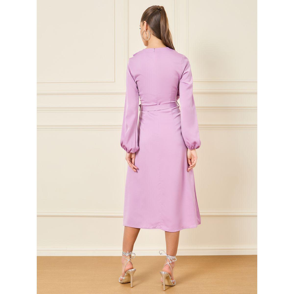 فستان ميدي بحافة واسعة ورباط خصر-women-clothing-dresses-image-4