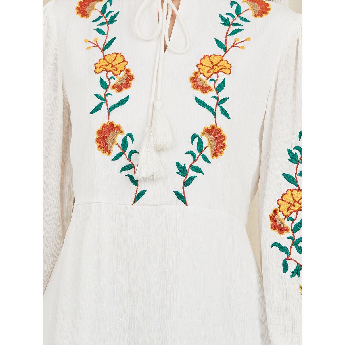 Styli Embroidered Tie Up Neck A-Line Midi Dress-women-clothing-dresses-image-3