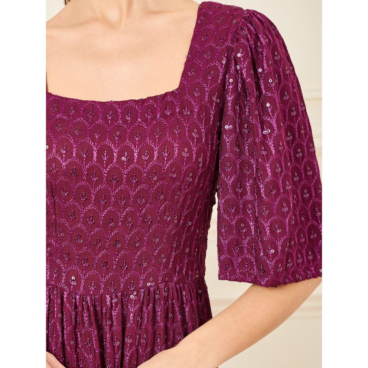 Styli Embroidered Sequin Detail A-Line Midi Dress-women-clothing-dresses-image-3