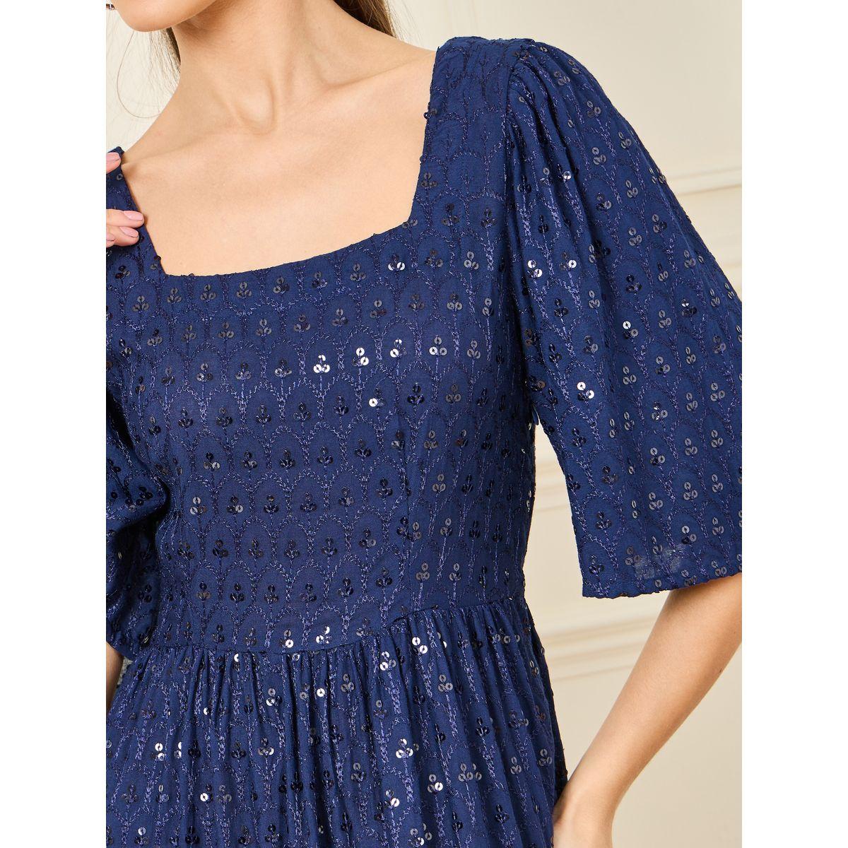 Styli Embroidered Sequin Detail A-Line Midi Dress-women-clothing-dresses-image-3