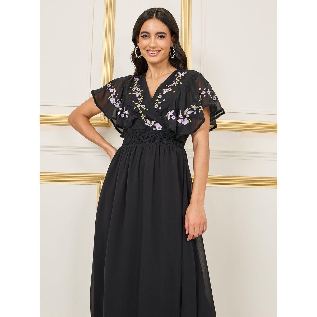 Styli Embroidered Cape Sleeves Aline Midi Dress-women-clothing-dresses-image-2