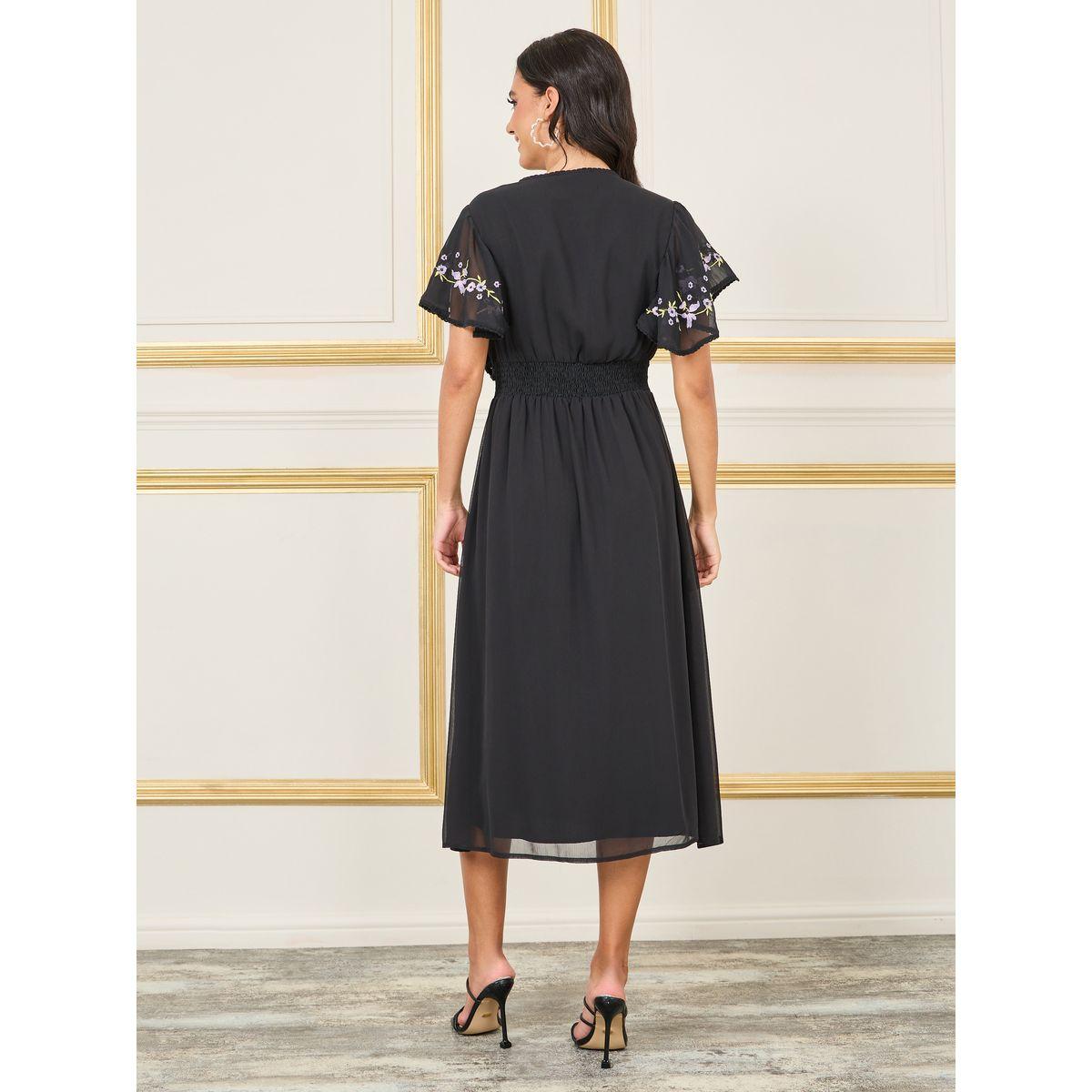 Styli Embroidered Cape Sleeves Aline Midi Dress-women-clothing-dresses-image-4