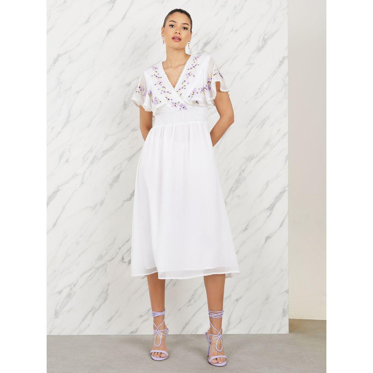 فستان ميدي بتفاصيل مُطرّزة واكمام كيب-women-clothing-dresses-image-1