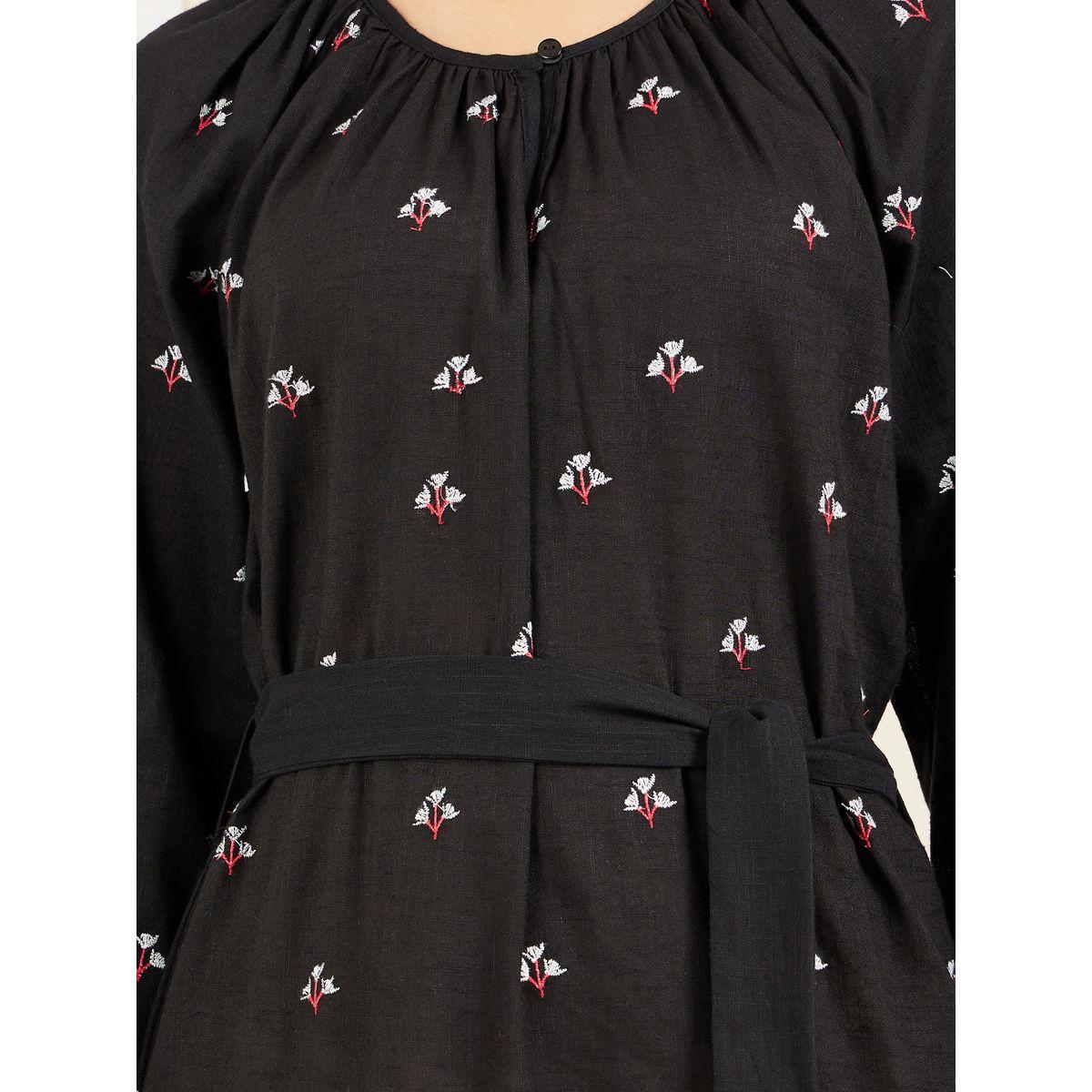 Styli Embroidered Self Tie Up Tiered Midi Dress-women-clothing-dresses-image-3