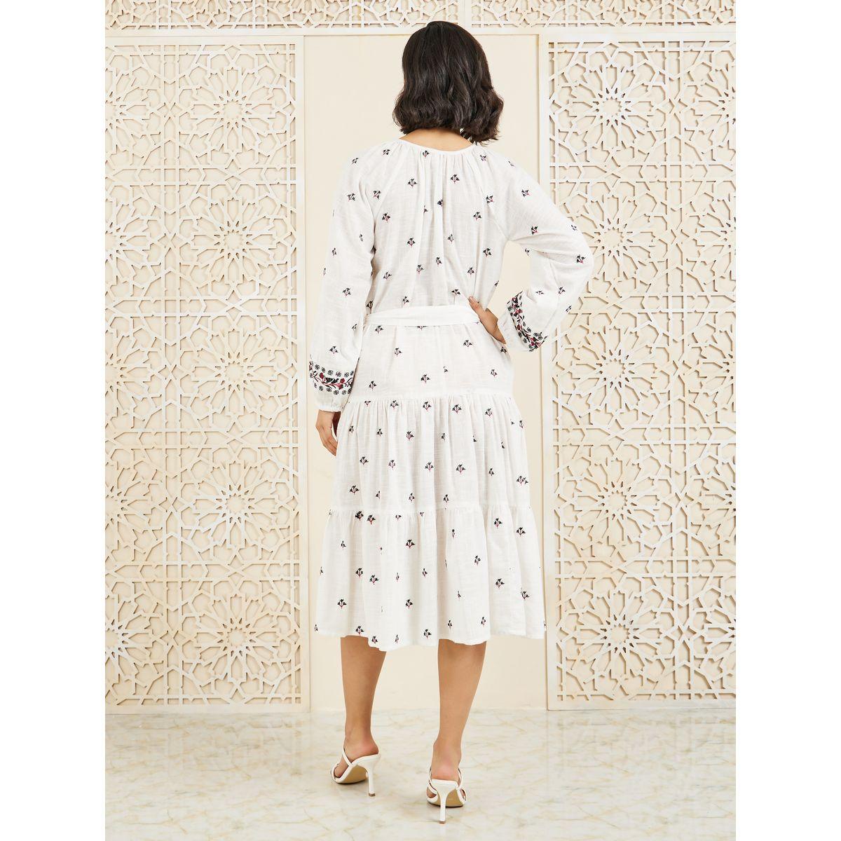 Styli Embroidered Self Tie Up Tiered Midi Dress-women-clothing-dresses-image-4