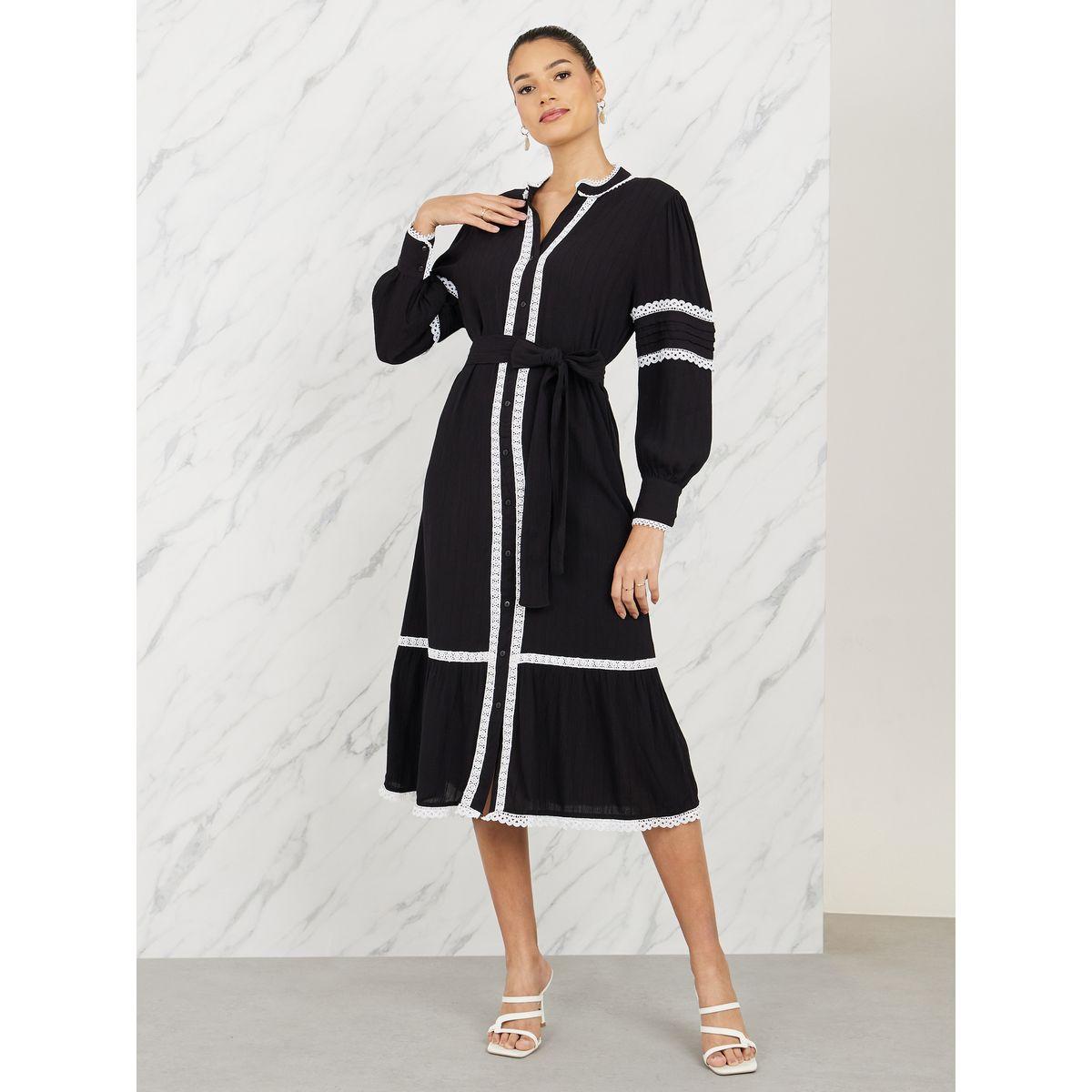 فستان ميدي بتفاصيل مُطرّزة ودانتيل مع اربطة-women-clothing-dresses-image-1