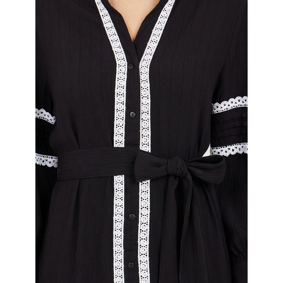 Styli Lace Embroidered Self Tie Up Shirt Midi Dress-women-clothing-dresses-image-3