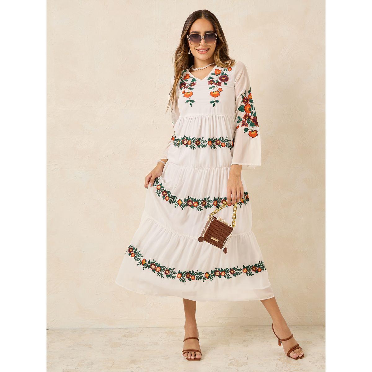 Styli Embroidered V Neck Tiered Midi Dress-women-clothing-dresses-image-1