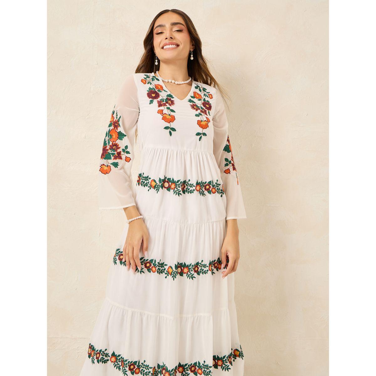 Styli Embroidered V Neck Tiered Midi Dress-women-clothing-dresses-image-2