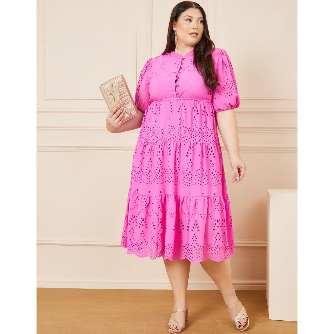 فستان ميدي بمقاس كبير مع أزرار غلق-women-clothing-dresses-image-1
