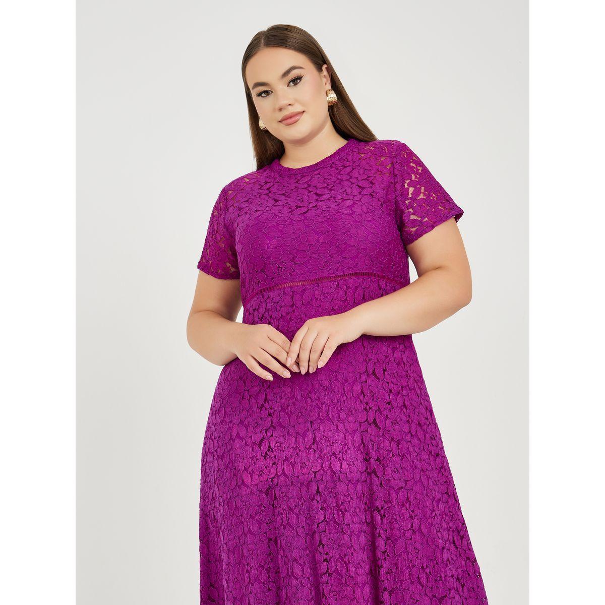 Styli Plus Lace Insert A-Line Midi Dress-women-clothing-dresses-image-2