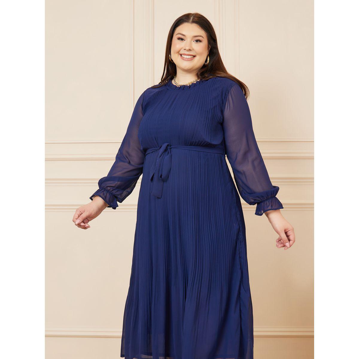 Styli Plus Pleated A-Line Midi Dress-women-clothing-dresses-image-2