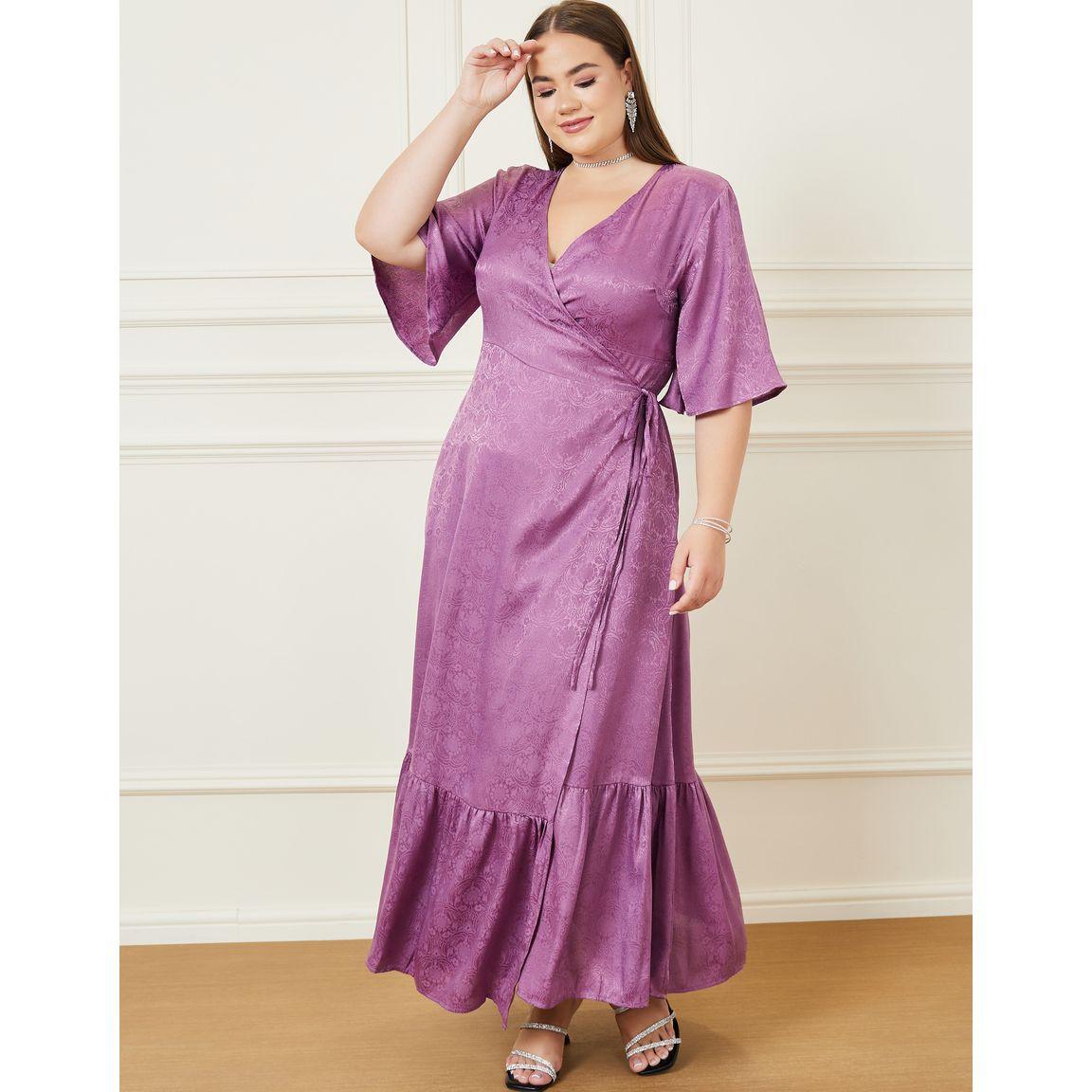 Styli Plus Jacquard Print A-Line Wrap Maxi Dress-women-clothing-dresses-image-1