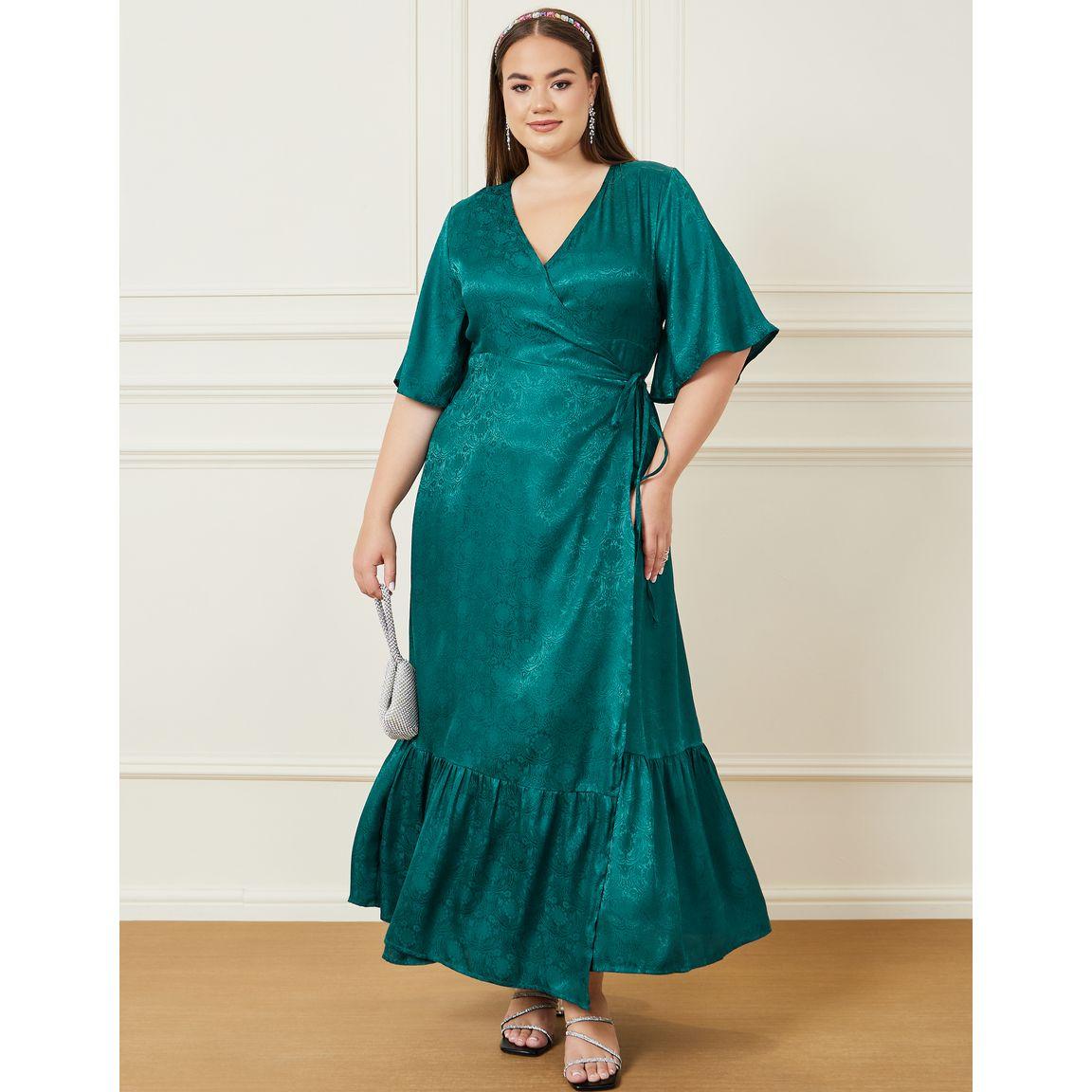 Styli Plus Jacquard Print A-Line Wrap Maxi Dress-women-clothing-dresses-image-1