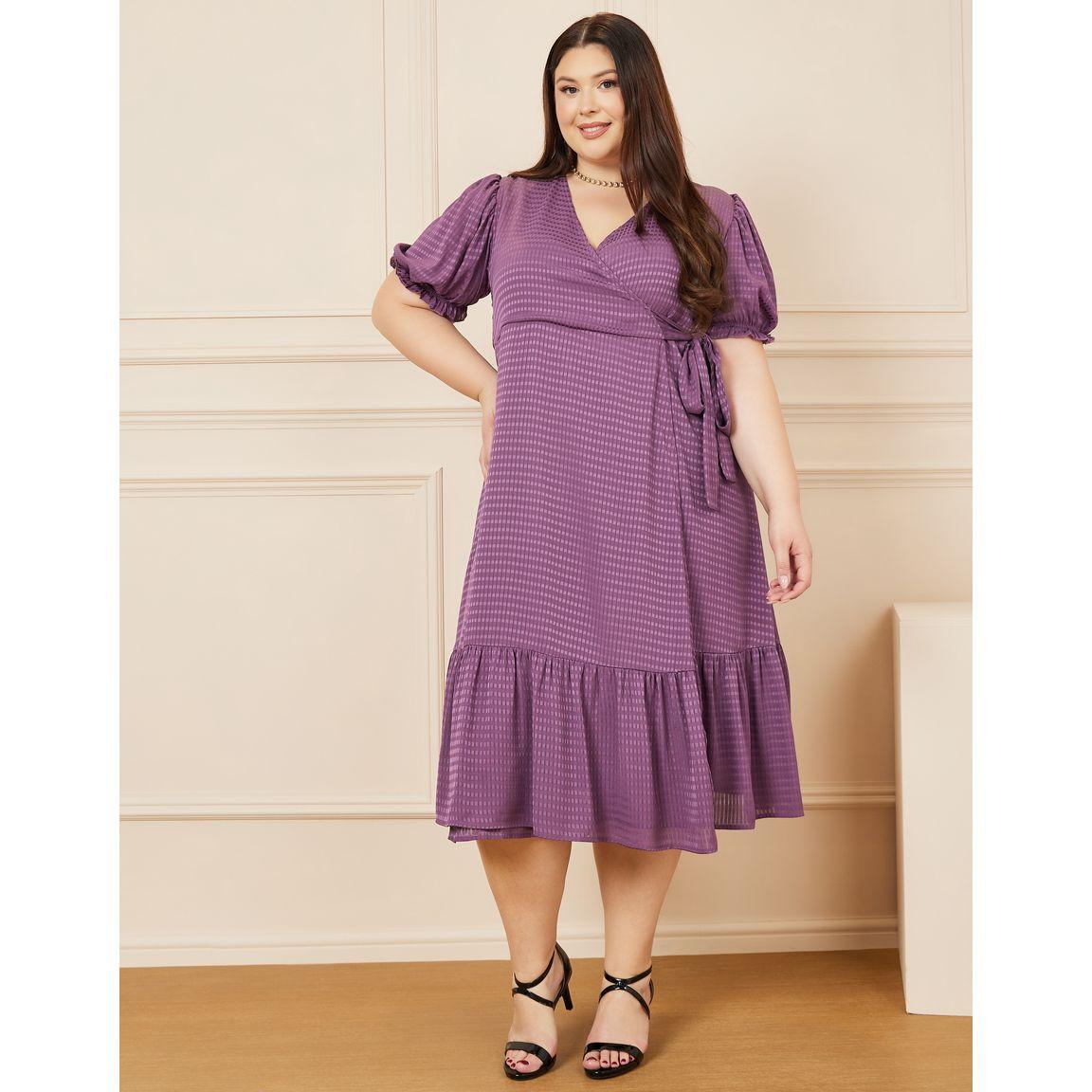 فستان ميدي بمقاس كبير وحافة كشكش-women-clothing-dresses-image-2