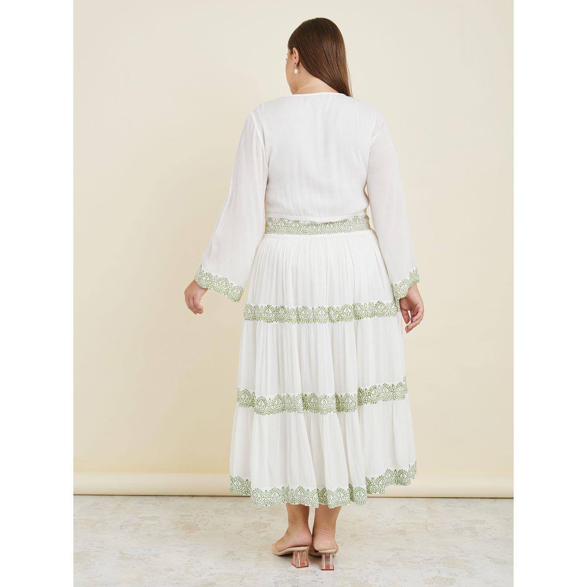 Styli Plus Tie-Up Neck Printed Tiered Midi Dress-women-clothing-dresses-image-4