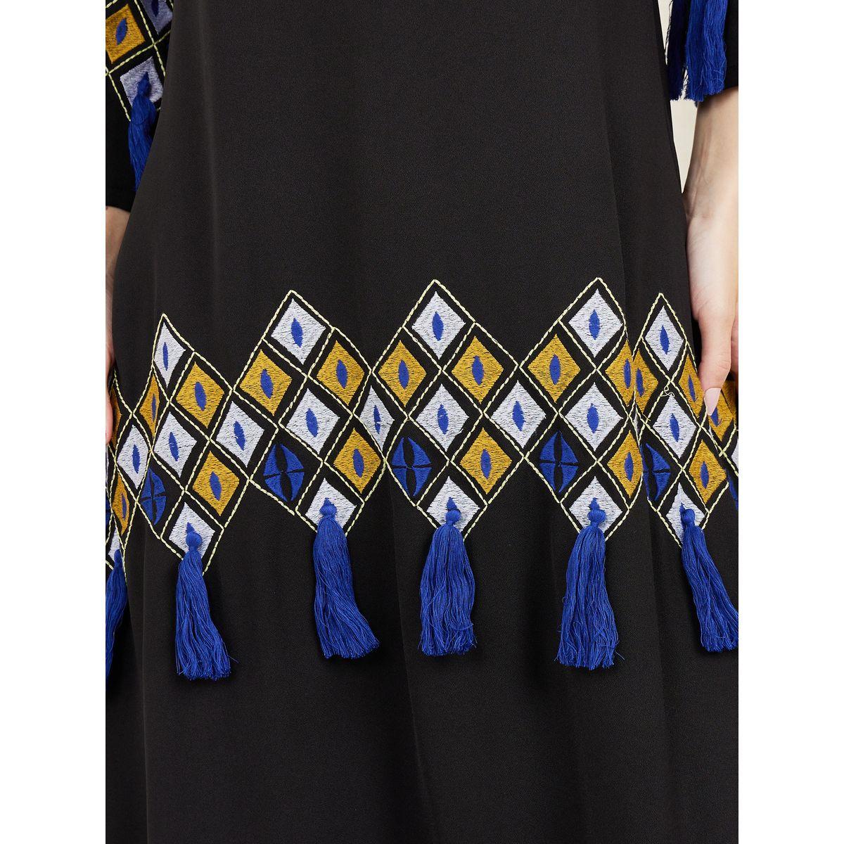 Styli Embroidered Tassel Detail A-Line Maxi Dress-women-clothing-dresses-image-3
