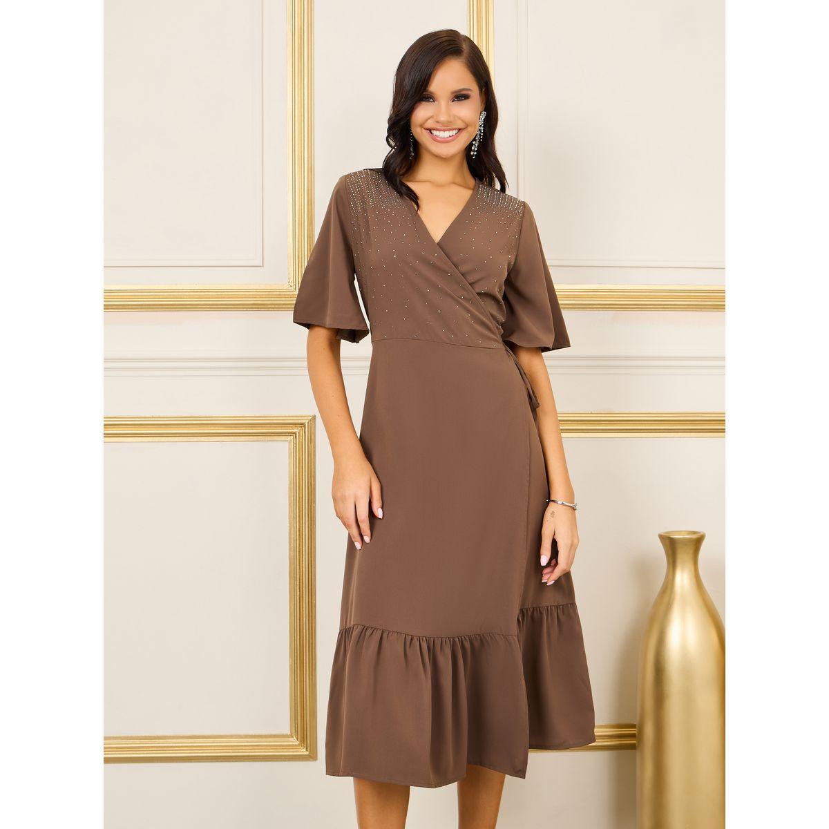 Styli Embellished Ruffle Hem A-Line Wrap Midi Dress-women-clothing-dresses-image-2