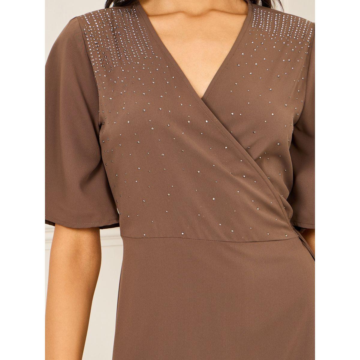 فستان ميدي بنمط لف وحافة بكشكش-women-clothing-dresses-image-3