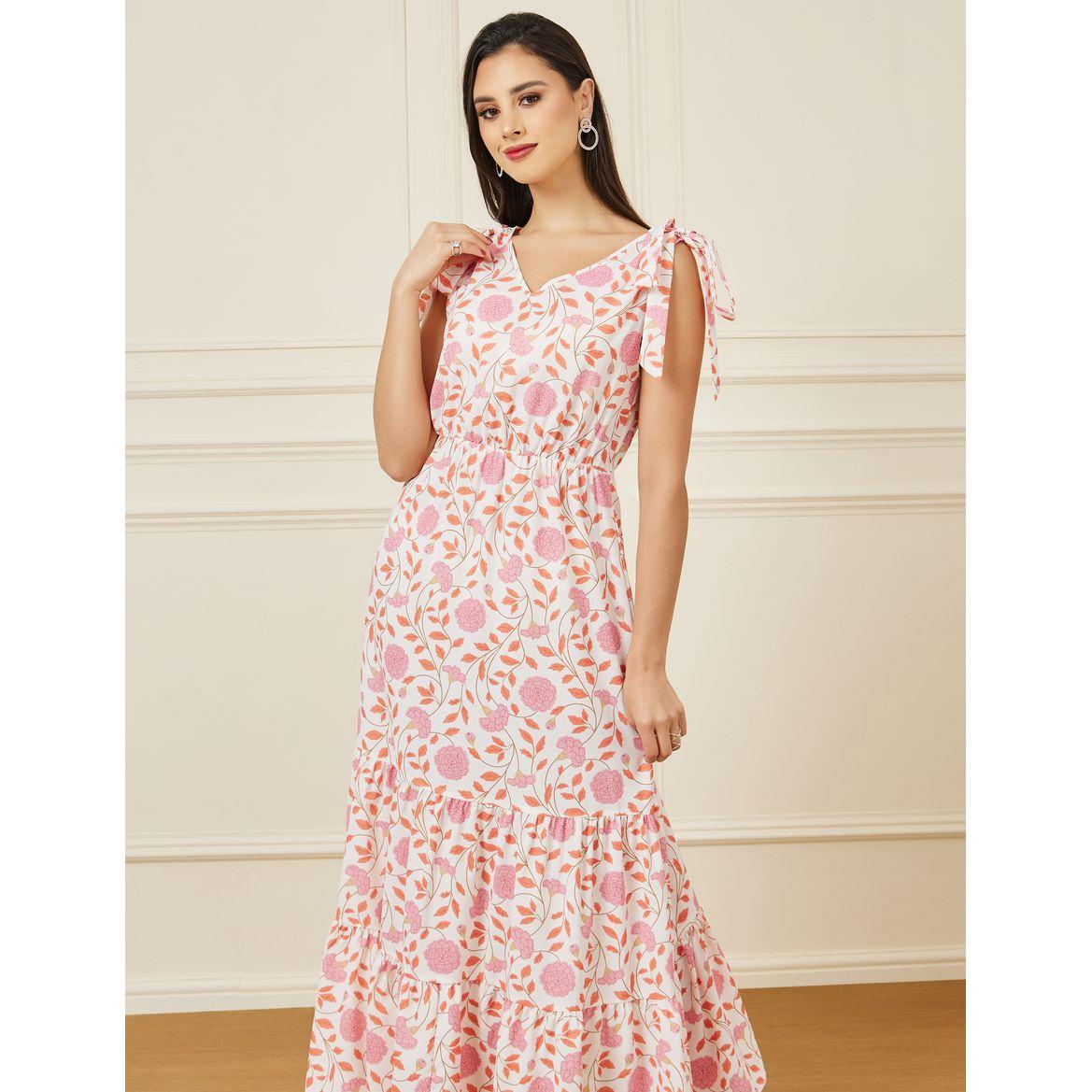 Styli Floral Print Tie Up Sleeveless Tiered Maxi Dress-women-clothing-dresses-image-2