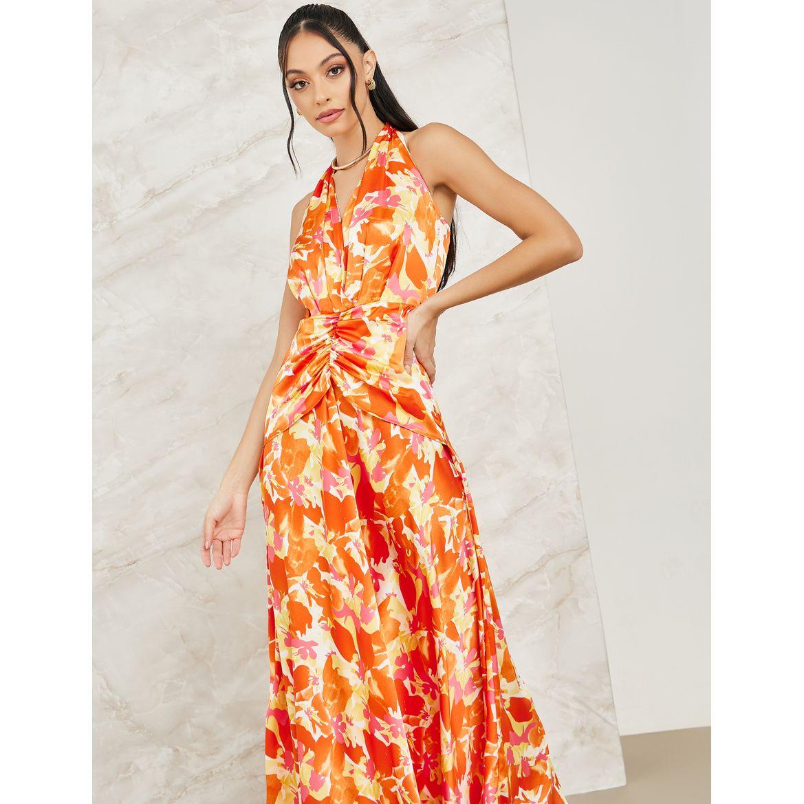 Styli Floral Print Halter Neck A-Line Maxi Dress-women-clothing-dresses-image-2