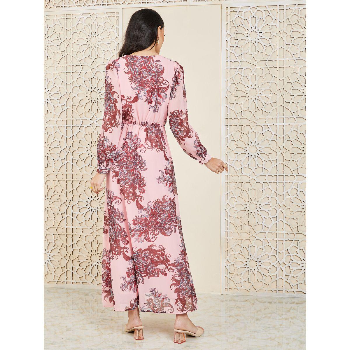 Styli Paisley Print V Neck A-Line Maxi Dress-women-clothing-dresses-image-4