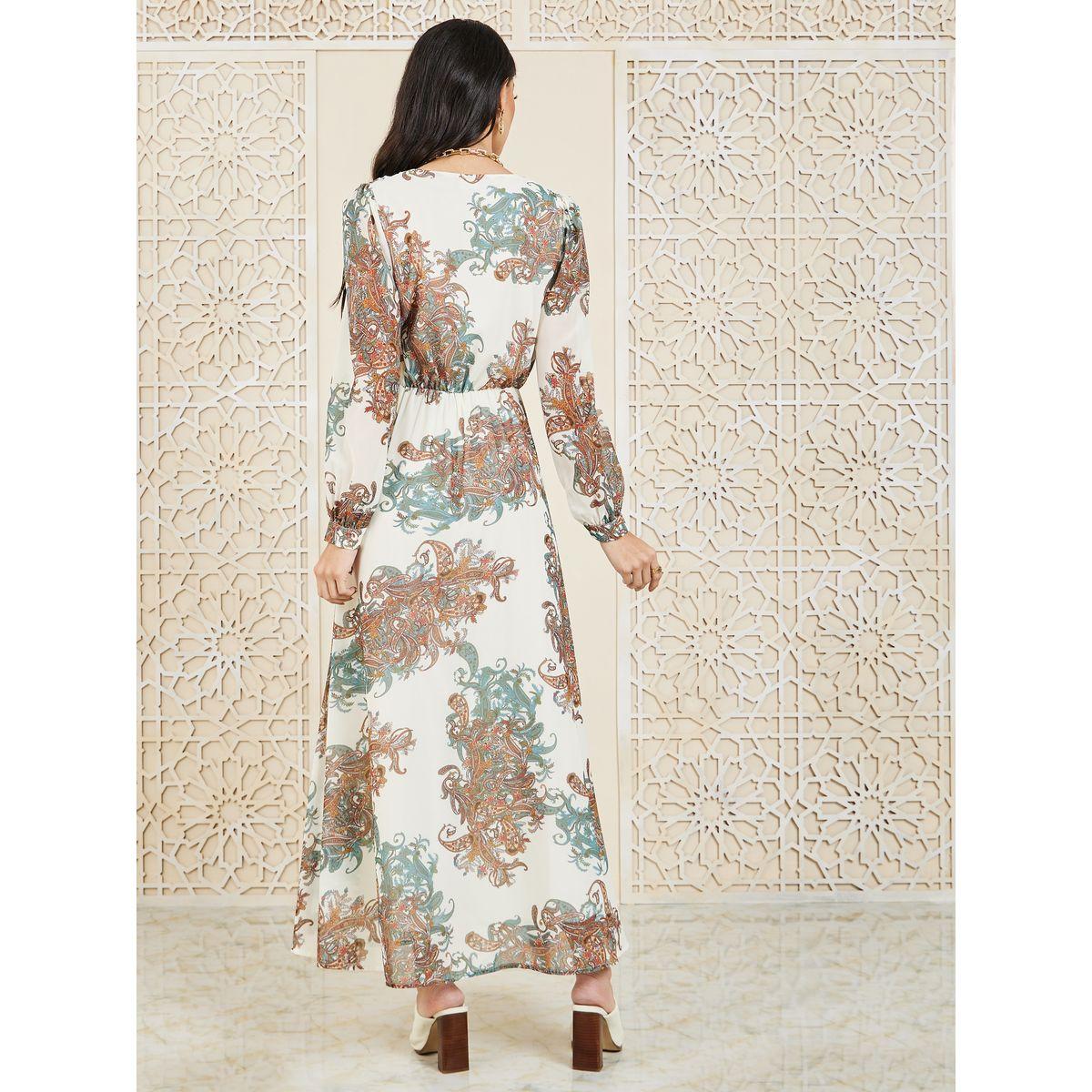 فستان طويل بطبعة بيزلي مع كسرات-women-clothing-dresses-image-4
