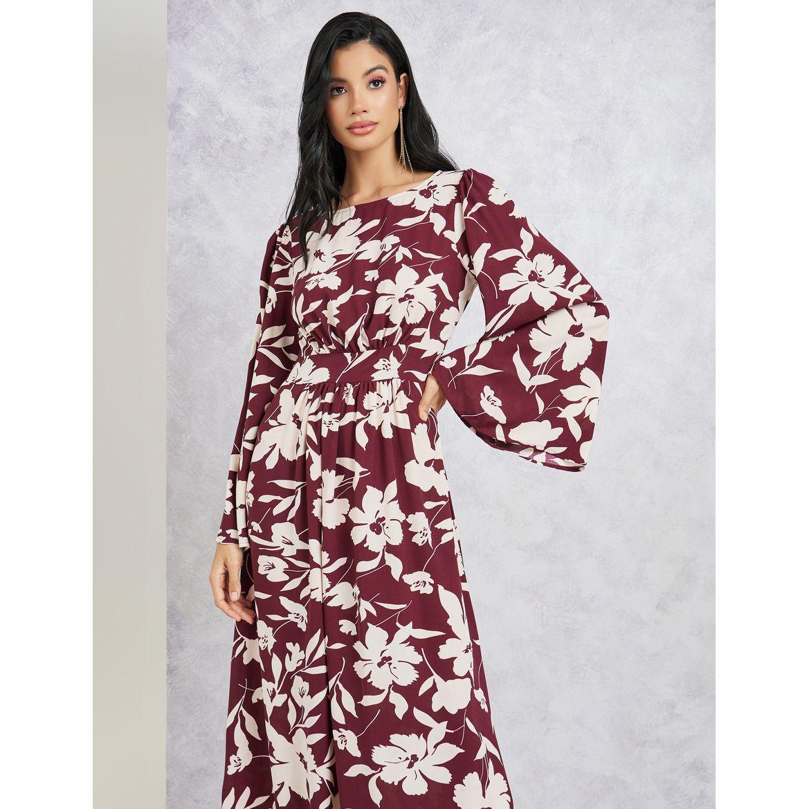 Styli Printed Long Sleeves A-Line Maxi Dress-women-clothing-dresses-image-2
