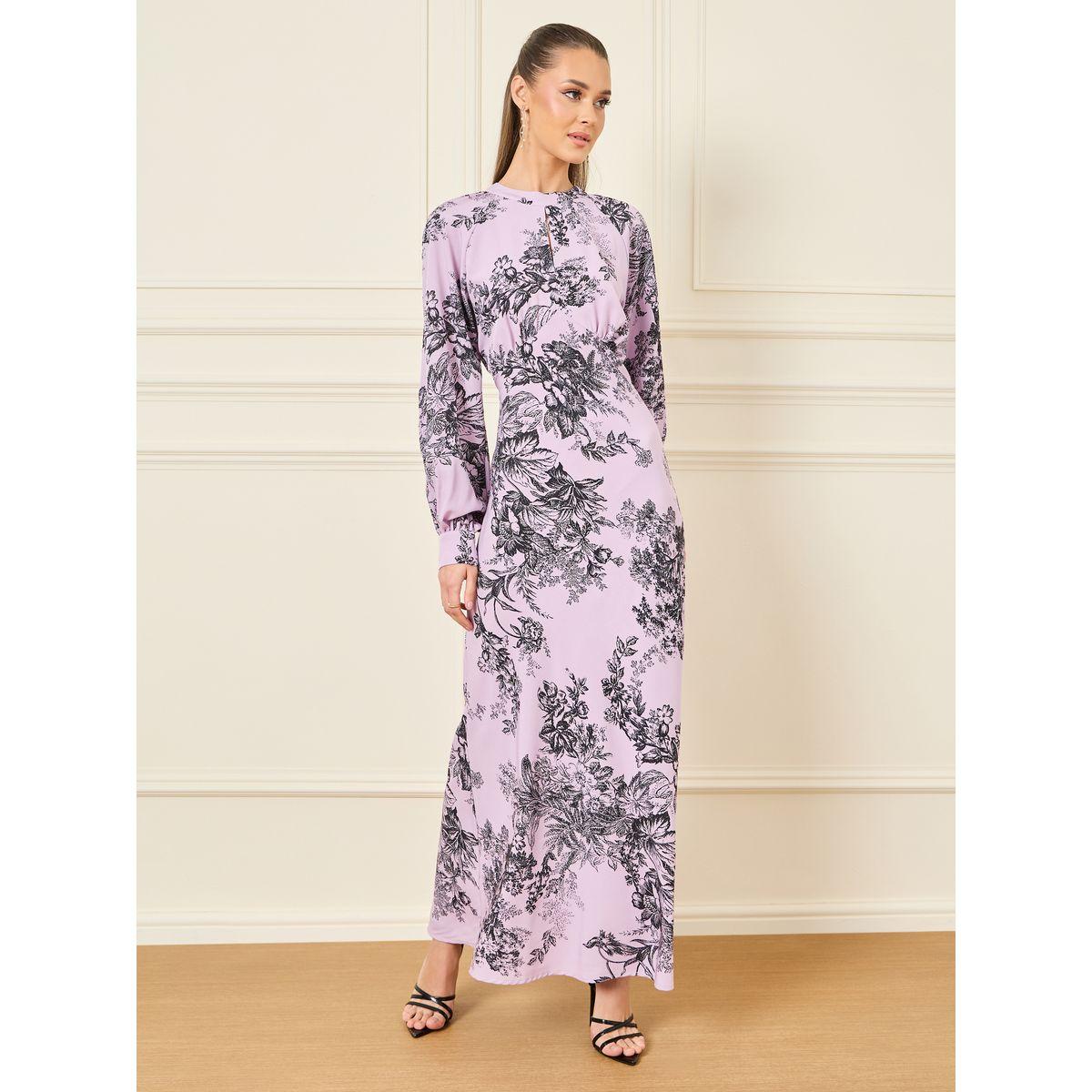 Styli Printed Long Sleeves Bodycon Maxi Dress-women-clothing-dresses-image-1