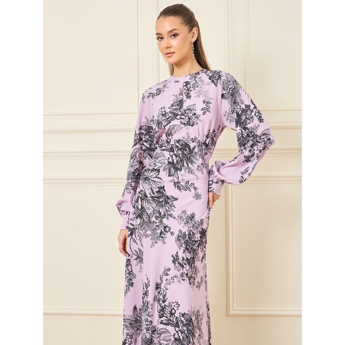 فستان بديكون طويل مع أكمام طويلة-women-clothing-dresses-image-2