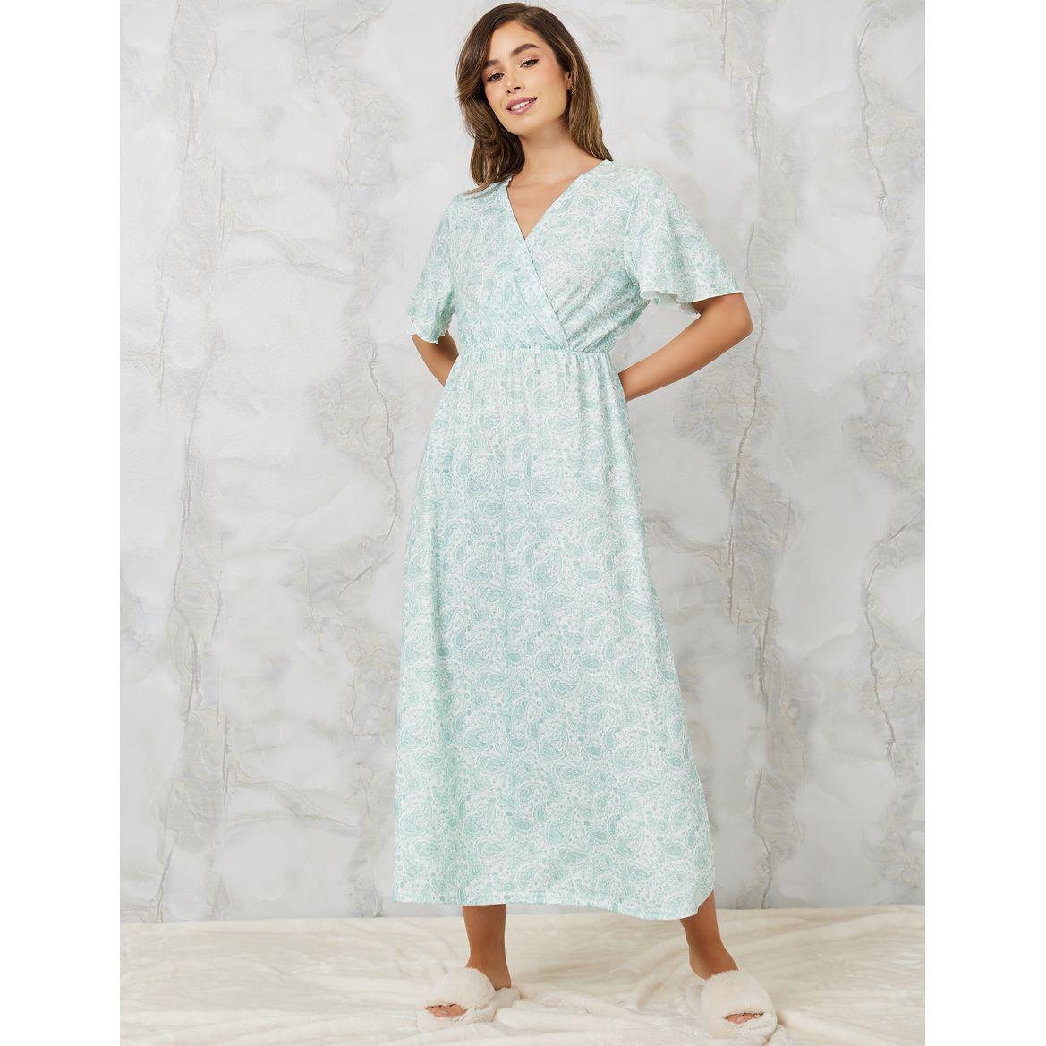 Styli Unwind Floral Printed Wrap Over Nightdress-women-clothing-nightwear-nighties-image-1
